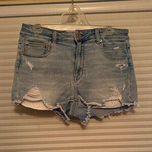 American Eagle Distressed Light Blue Denim Shorts